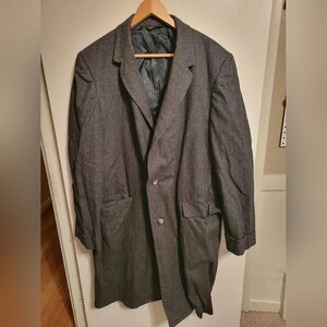Men's Dark Gray Overcoat Jacket - Classic Single-Breasted Style